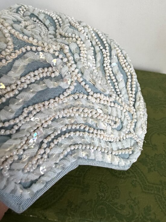 Vintage Amy New York Midcentury Beaded Pearl Skull Cap Crown Hat Fascinator main image 5